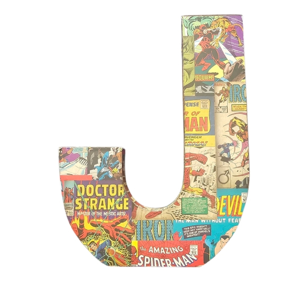 Marvel Comics Decorative Wooden Letter “J” – Superhero Comic Book Décor